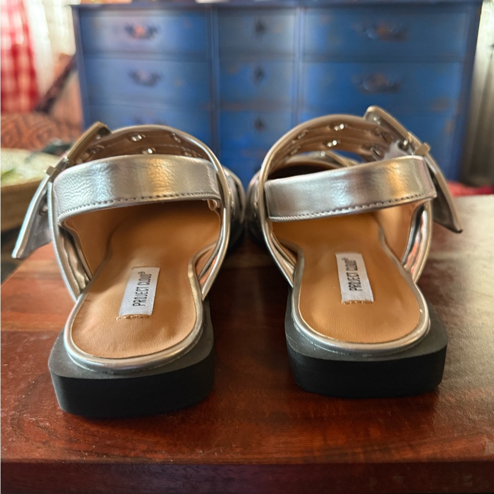 Amazon Silver Women's Flats with Buckle Detail - Picture 6 of 7
